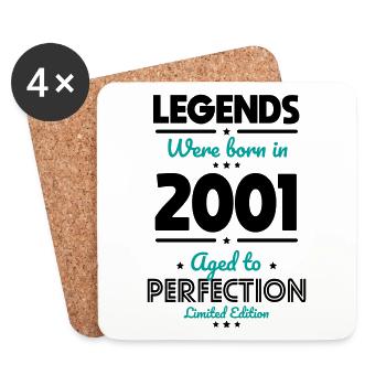 21st Birthday - Legends were born in 2001 - Coasters (set of 4) - white - Front