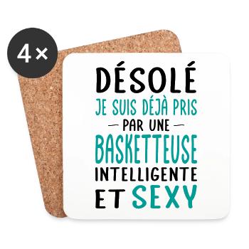 Désolé déjà pris par une basketteuse sexy - Dessous de verre (lot de 4) - blanc - Devant