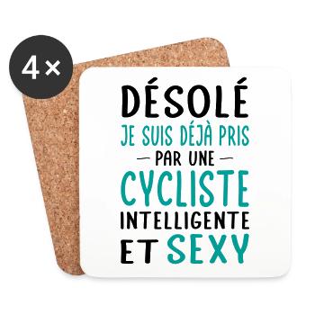 Désolé déjà pris par une cycliste sexy - Dessous de verre (lot de 4) - blanc - Devant