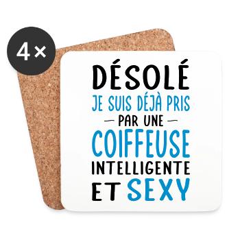 Désolé déjà pris par une coiffeuse sexy - Dessous de verre (lot de 4) - blanc - Devant