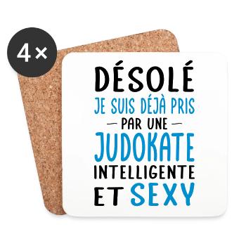 Désolé déjà pris par une judokate sexy - Dessous de verre (lot de 4) - blanc - Devant
