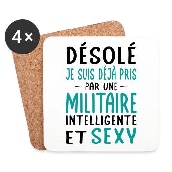 Désolé déjà pris par une militaire sexy - Dessous de verre (lot de 4) - blanc - Devant