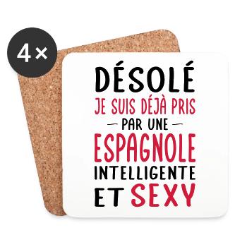 Désolé déjà pris par une Espagnole sexy - Dessous de verre (lot de 4) - blanc - Devant