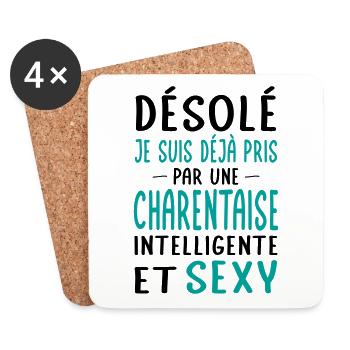 Désolé déjà pris par une Charentaise sexy - Dessous de verre (lot de 4) - blanc - Devant