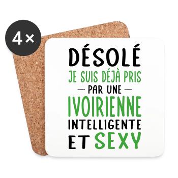 Désolé déjà pris par une Ivoirienne sexy - Dessous de verre (lot de 4) - blanc - Devant