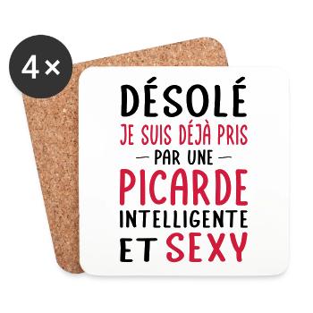 Désolé déjà pris par une Picarde sexy - Dessous de verre (lot de 4) - blanc - Devant