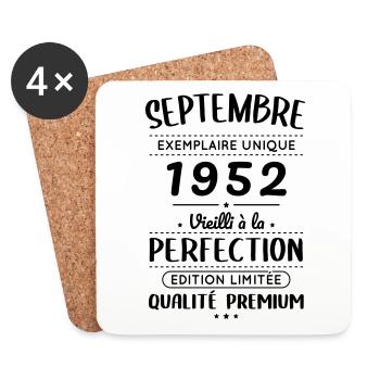 Anniversaire 70 ans - Septembre 1952 Perfection - Dessous de verre (lot de 4) - blanc - Devant