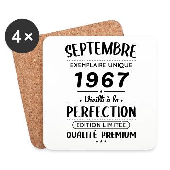 Anniversaire 55 ans - Septembre 1967 Perfection - Dessous de verre (lot de 4) - blanc - Devant