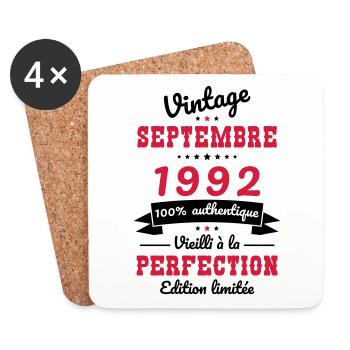 Anniversaire 30 ans - Septembre 1992 Vintage - Dessous de verre (lot de 4) - blanc - Devant