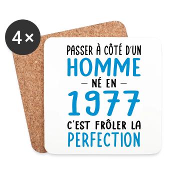 Anniversaire 45 ans - Né en 1977 Perfection - Dessous de verre (lot de 4) - blanc - Devant