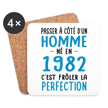 Anniversaire 40 ans - Né en 1982 Perfection - Dessous de verre (lot de 4) - blanc - Devant