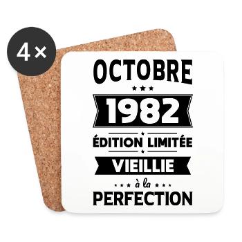 Anniversaire 40 ans - Octobre 1982 Perfection - Dessous de verre (lot de 4) - blanc - Devant
