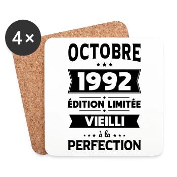 Anniversaire 30 ans - Octobre 1992 Perfection - Dessous de verre (lot de 4) - blanc - Devant