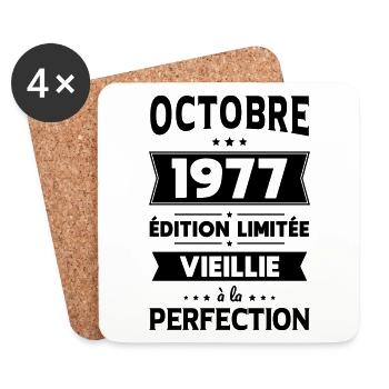 Anniversaire 45 ans - Octobre 1977 Perfection - Dessous de verre (lot de 4) - blanc - Devant