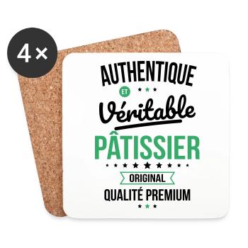 Authentique et véritable pâtissier - Original - Dessous de verre (lot de 4) - blanc - Devant