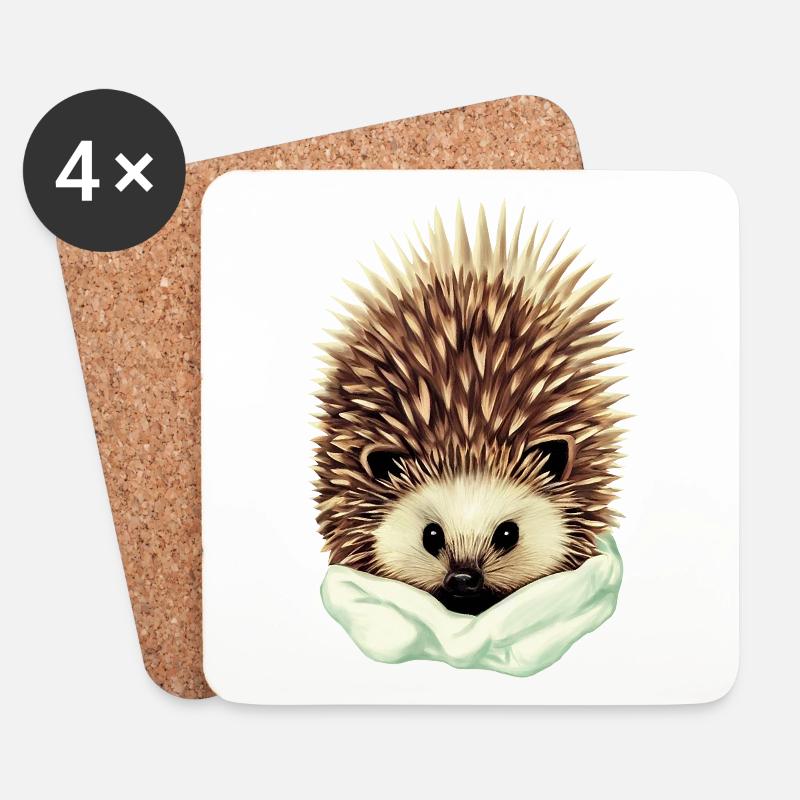 gemütlicher Igel - Untersetzer (4er-Set) - Weiß
