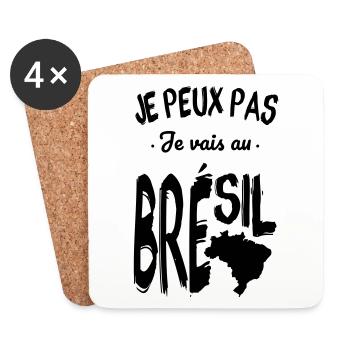 Je peux pas je vais au Brésil - Dessous de verre (lot de 4) - blanc - Devant
