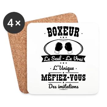 Boxeur - Le Seul - Le Vrai - L'Unique - Dessous de verre (lot de 4) - blanc - Devant