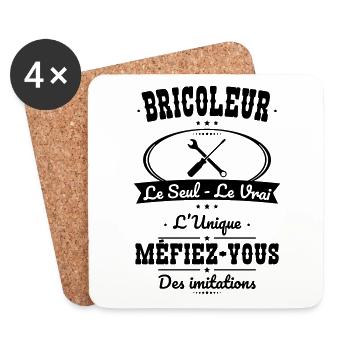 Bricoleur - Le Seul - Le Vrai - L'Unique - Dessous de verre (lot de 4) - blanc - Devant
