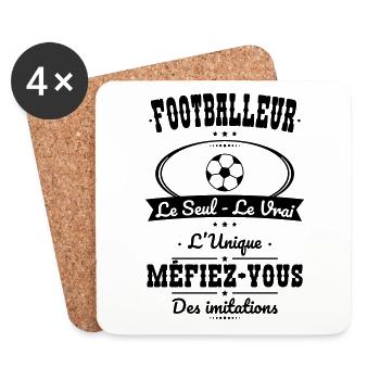 Footballeur - Le Seul - Le Vrai - L'Unique - Dessous de verre (lot de 4) - blanc - Devant
