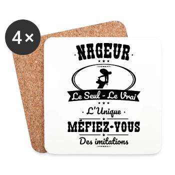 Nageur - Le Seul - Le Vrai - L'Unique - Dessous de verre (lot de 4) - blanc - Devant