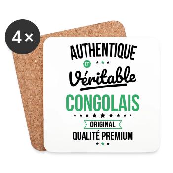 Authentique et véritable Congolais - Original - Dessous de verre (lot de 4) - blanc - Devant