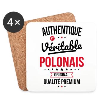 Authentique et véritable Polonais - Original - Dessous de verre (lot de 4) - blanc - Devant