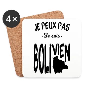 Je peux pas je suis Bolivien - Dessous de verre (lot de 4) - blanc - Devant