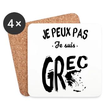 Je peux pas je suis Grec - Dessous de verre (lot de 4) - blanc - Devant