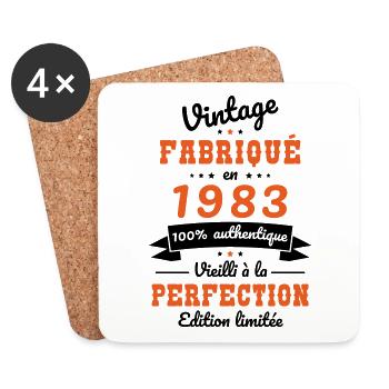 Anniversaire 40 ans - Vintage 1983 - Dessous de verre (lot de 4) - blanc - Devant