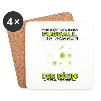 König will Kicken Fußball Fußballer Fußballspieler - Untersetzer (4er-Set) - Weiß - Vorne