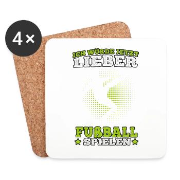 Ich würde lieber Fußball spielen Fußballer - Untersetzer (4er-Set) - Weiß - Vorne
