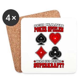 Ich kann Poker spielen pokern Casino Pokerspieler - Untersetzer (4er-Set) - Weiß - Vorne