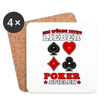 lieber Poker spielen pokern Casino Pokerspieler - Untersetzer (4er-Set) - Weiß - Vorne