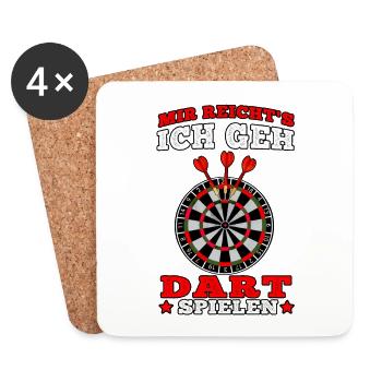 Ich geh Dart spielen Darts Darten Dartspieler 180 - Untersetzer (4er-Set) - Weiß - Vorne
