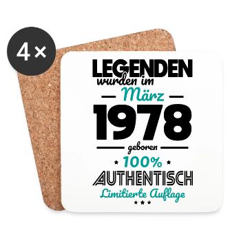 45. Geburtstag - Legenden wurden im März 1978 - Untersetzer (4er-Set) - Weiß - Vorne