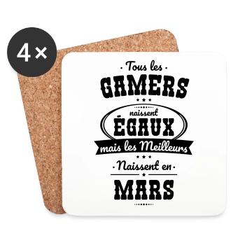 Gamers égaux meilleurs naissent en Mars - Dessous de verre (lot de 4) - blanc - Devant
