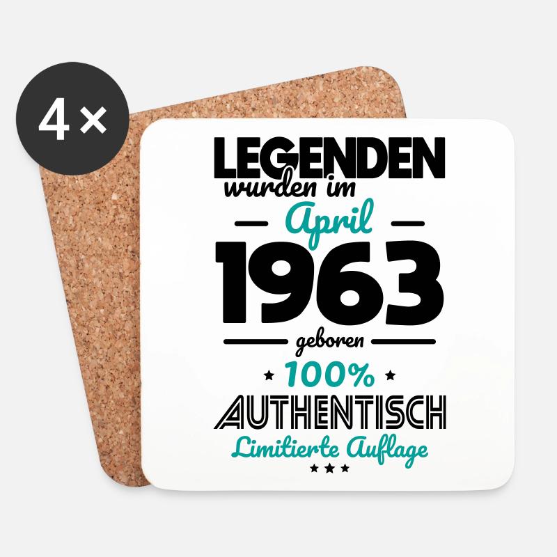 60. Geburtstag - Legenden wurden im April 1963 - Untersetzer (4er-Set) - Weiß