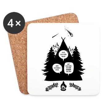 Mit euch geh ich nicht mehr Zelten Natur - Untersetzer (4er-Set) - Weiß - Vorne