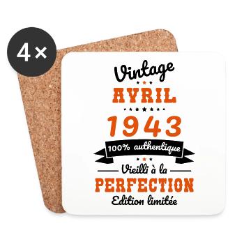 81 Year Anniversary - Vintage - April 1943 - Coasters (set of 4) - white - Front