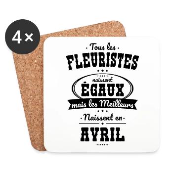 Fleuristes égaux meilleurs naissent en Avril - Dessous de verre (lot de 4) - blanc - Devant