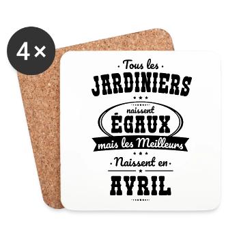 Jardiniers égaux meilleurs naissent en Avril - Dessous de verre (lot de 4) - blanc - Devant