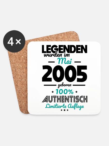 18. Geburtstag - Legenden wurden im Mai 2005 - Untersetzer (4er-Set) - Weiß