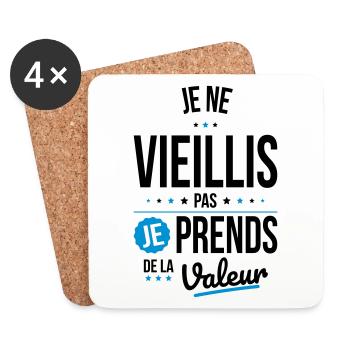 Je Ne Vieillis Pas Je Prends De La Valeur - Dessous de verre (lot de 4) - blanc - Devant