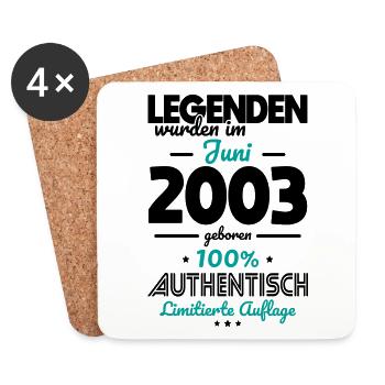20. Geburtstag - Legenden wurden im Juni 2003 - Untersetzer (4er-Set) - Weiß - Vorne
