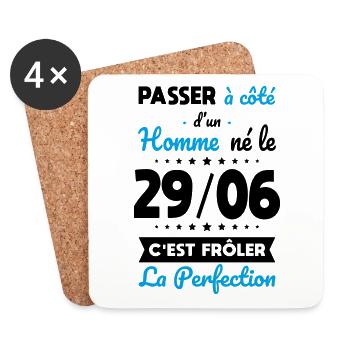 Anniversaire - Né le 29 Juin Frôler perfection - Dessous de verre (lot de 4) - blanc - Devant