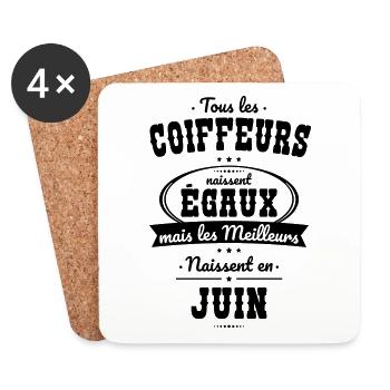 Coiffeurs égaux meilleurs naissent en Juin - Dessous de verre (lot de 4) - blanc - Devant
