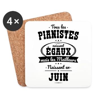 Pianistes égaux meilleurs naissent en Juin - Dessous de verre (lot de 4) - blanc - Devant