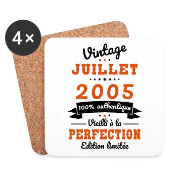Anniversaire 20 ans - Vintage - Juillet 2005 - Dessous de verre (lot de 4) - blanc - Devant