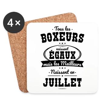 Boxeurs égaux meilleurs naissent en Juillet - Dessous de verre (lot de 4) - blanc - Devant